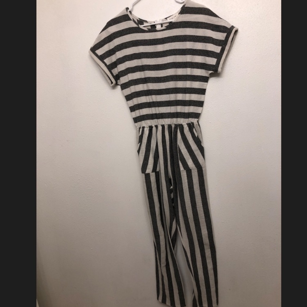 Black and white striped jumpsuit